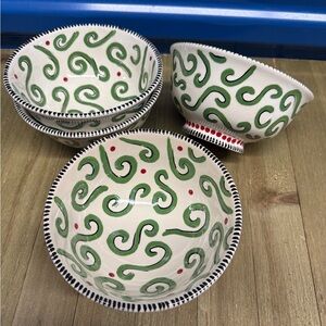 M Bagwell Simply Christmas Cereal Soup‎ BowlFooted Decor Rare